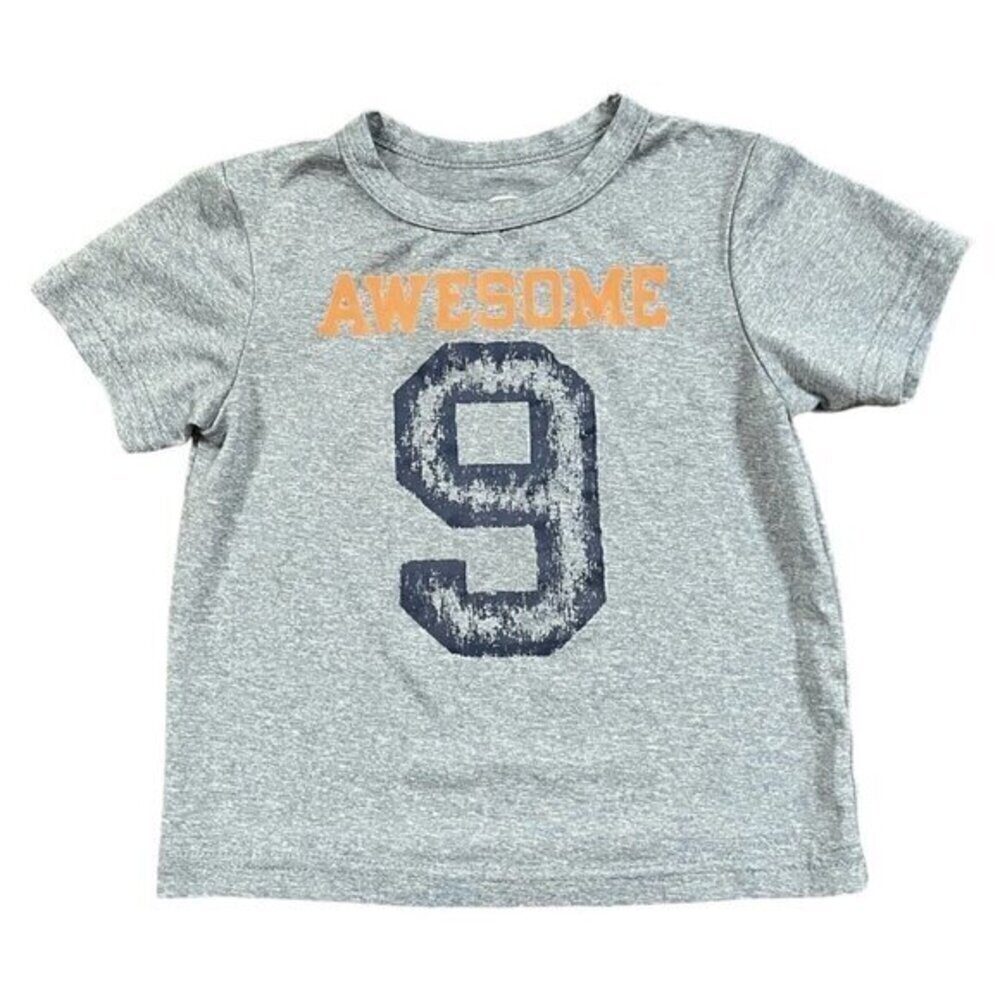 PLACE Sports graphic design “Awesome 9” light gray polyester T-Shirt 18-24 Mo